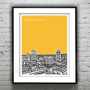 Winston Salem Poster Print Skyline Wake Forest Art North Carolina NC Version 1
