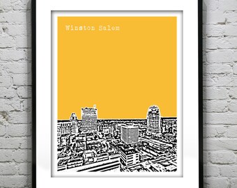 Winston Salem Poster Print Skyline Wake Forest Art North Carolina NC Version 1