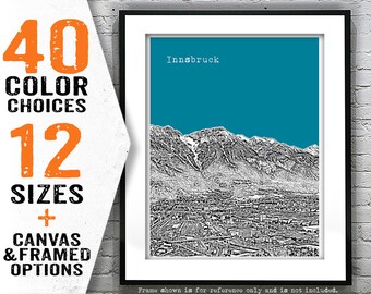 Innsbruck Austria Poster Art Skyline Print Europe Item T4845