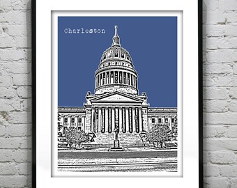 Charleston Skyline Poster Art Print Image West Virginia Item T2632