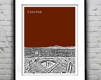 Yerevan Armenia Poster Art Print Skyline View of Yerevan and Mount Ararat from Cafesjian Museum of Art