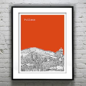 Pullman Washington Skyline Poster Art Print