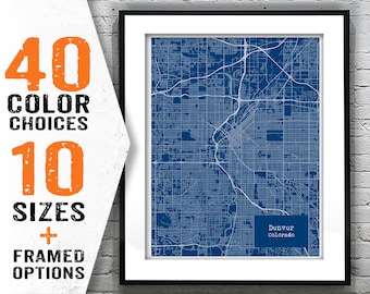 Denver Colorado Blueprint Map Poster Art Print  Item T1879