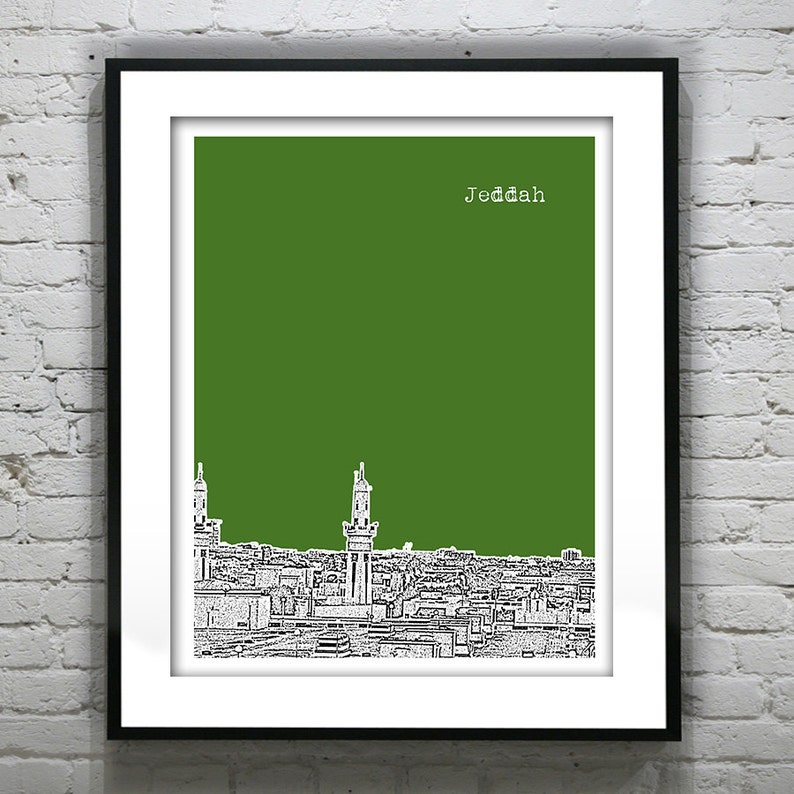 Jeddah Saudi Arabia Skyline Art Print Middle East Version 1 Etsy