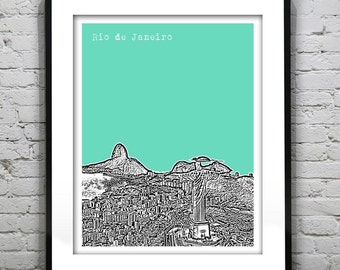Rio de Janeiro Poster Print City Skyline Art Brazil Item T2582