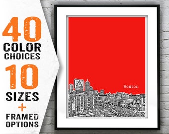 Boston Fenway MA City Skyline Poster Art Print Massachusetts Red Sox Item T1441
