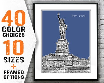 New York Skyline Art Print Poster NYC New York City Statue of Liberty Manhattan Item T1918