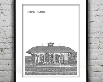Park Ridge New Jersey Skyline Poster Print Art NJ Version 1