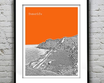 Tenerife Canary Islands Spain Skyline Poster Art Print Version 1