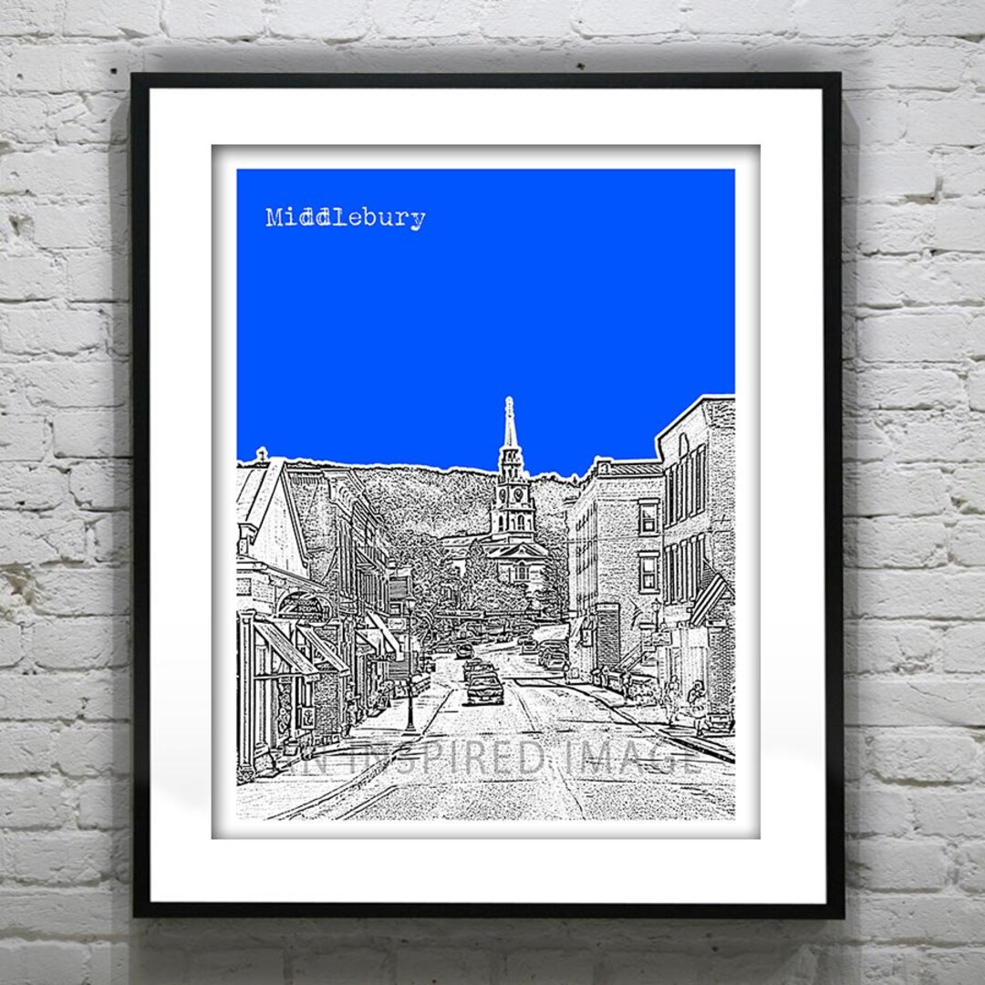 Middlebury Vermont Skyline Poster Art Print VT Etsy