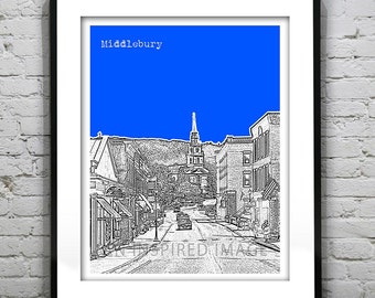 Middlebury Vermont Skyline Poster Art Print VT