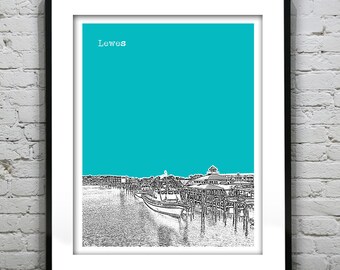 Lewes Delaware Poster Art Print Skyline DE Lewes Canal Version 1
