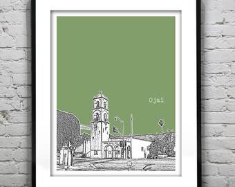 Ojai California Skyline Poster Art Print CA Item T2205