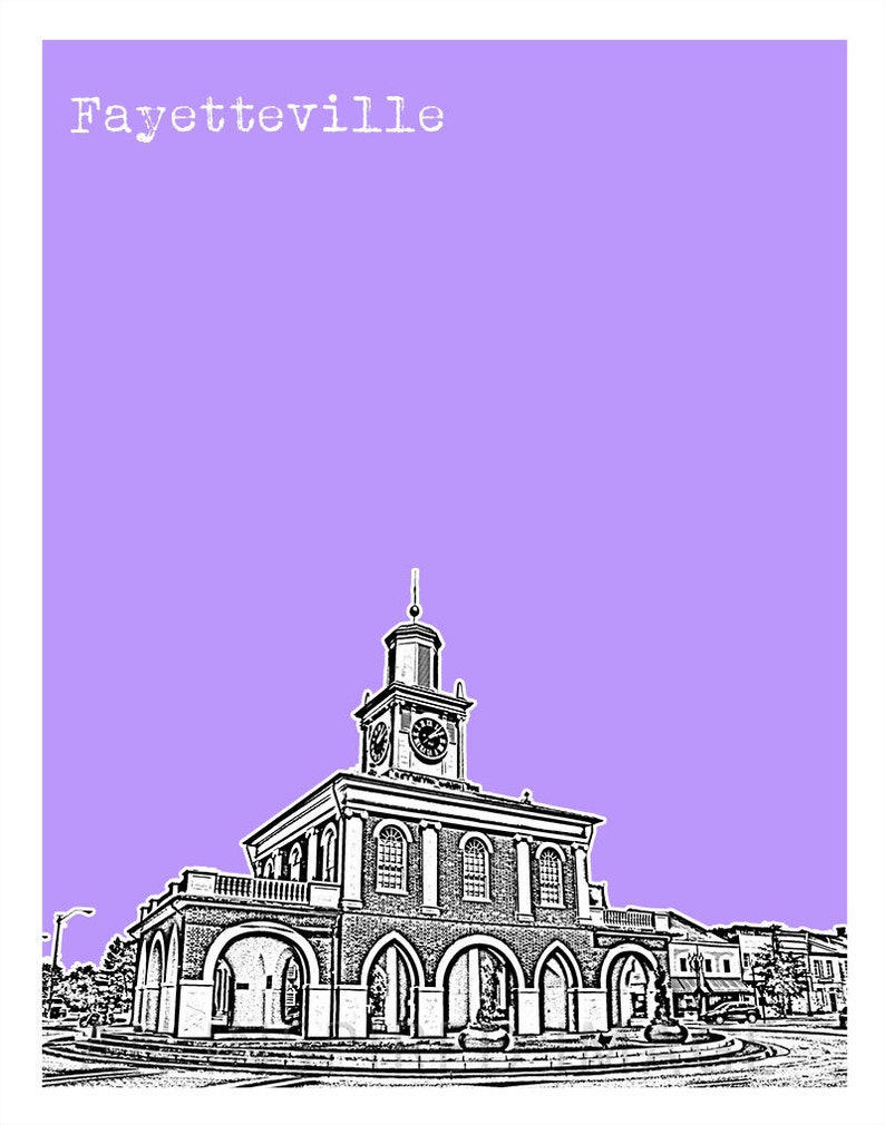 Fayetteville North Carolina Poster Skyline Art Print NC Item Etsy