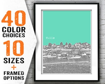 Wells Maine Skyline Poster Art Print ME Item T1858