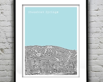 Steamboat Springs Skyline Colorado Poster Art Print Colorado CO Item T2896