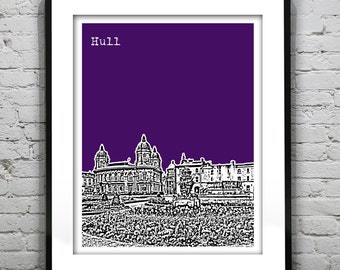 Hull Poster Art Skyline Print Kingston Upon Hull The Queen's Gardens United Kingdom England