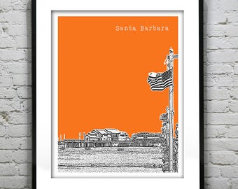 Santa Barbara CA Skyline Poster Art Print California Version 3