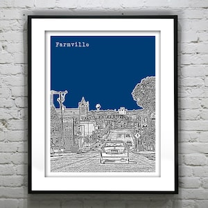 Farmville Virginia Poster Art City Skyline Print VA image 1
