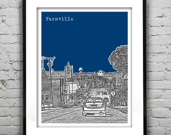 Farmville Virginia Poster Art City Skyline Print VA