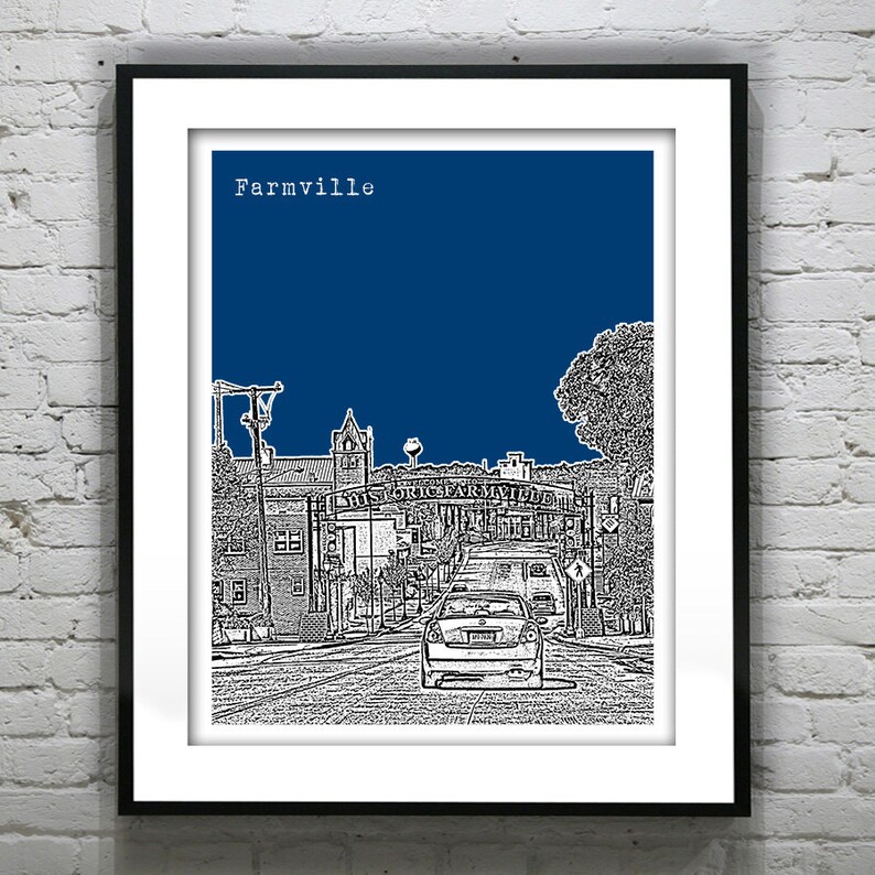 Farmville Virginia Poster Art City Skyline Print VA image 1