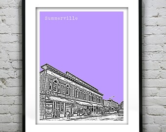 Summerville South Carolina City Skyline Poster Art Print SC