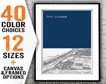 Port Aransas Texas Poster Art Print TX Skyline Item T4573