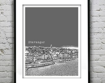 Stavanger Norway Skyline Poster Art Print