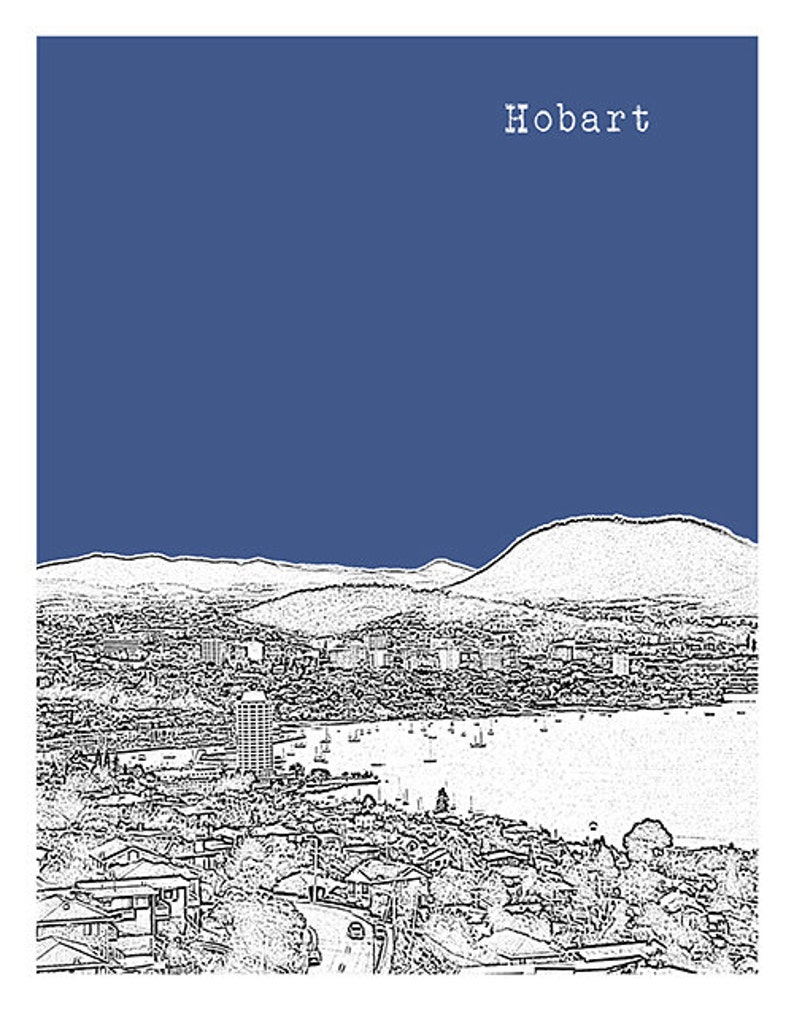 Hobart Tasmania Skyline Poster Art Print Item T2494 Etsy