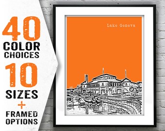 Lake Geneva Wisconsin Poster Print Art Skyline Item T1558