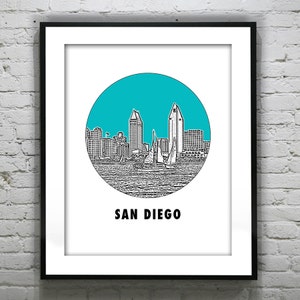 San Diego California Skyline Art Print Poster CA Item T2219