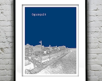 Ogunquit Skyline Poster Art Print Maine ME Version 1