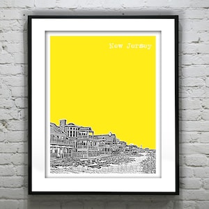 New Jersey Shore Poster Print Art  NJ Skyline Jersey Shore Item T3039