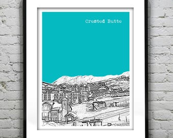 Crested Butte Skyline Poster City Art Print Colorado CO Version 3
