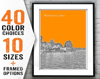 Whitmore Lake Michigan City Skyline Poster City Art Print MI Item T1648