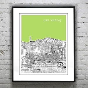 Sun Valley Idaho Poster Skyline Art Print ID Version 1