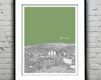 Krupa Bosnia Skyline Poster Art Print Herzegovina Yugoslavia Version 2