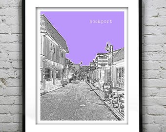 Rockport Skyline Poster Art Print Massachusetts MA Item T2402