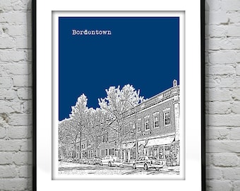 Bordertown New Jersey Poster Art Skyline Print