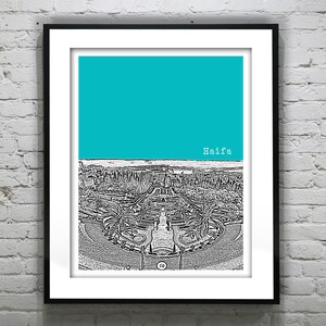 Haifa Skyline Poster Israel Art Print Middle East Item T2594