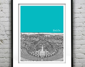 Haifa Skyline Poster Israel Art Print Middle East Item T2594