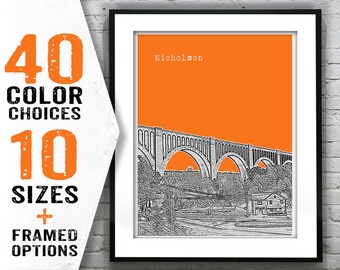Nicholson Pennsylvania Skyline Poster Art Print PA Item T1686