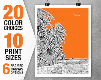 Fiji Beach Scene Poster Art Print Poster Skyline Item T5564