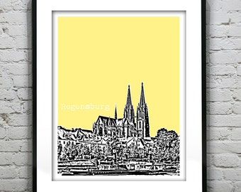 Regensburg Germany City Skyline Poster Print Art