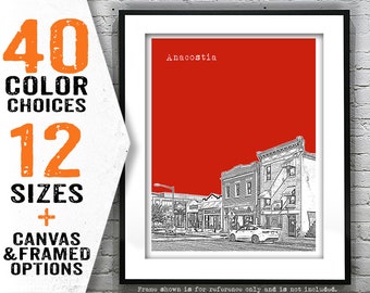 Washington DC Anacostia Neighborhood Poster Print Skyline Art Item T5027