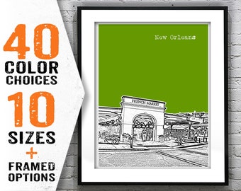 New Orleans French Market Skyline Poster Art Print Louisiana Item T1790