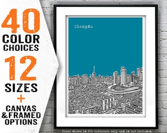 Chengdu Poster Art Print Skyline China Item T5180