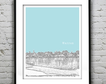 Warren Rhode Island Skyline Poster Art Print RI