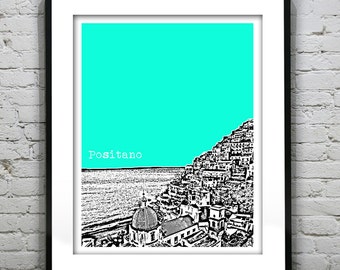 Positano Italy City Skyline Poster Art Print Item T1265