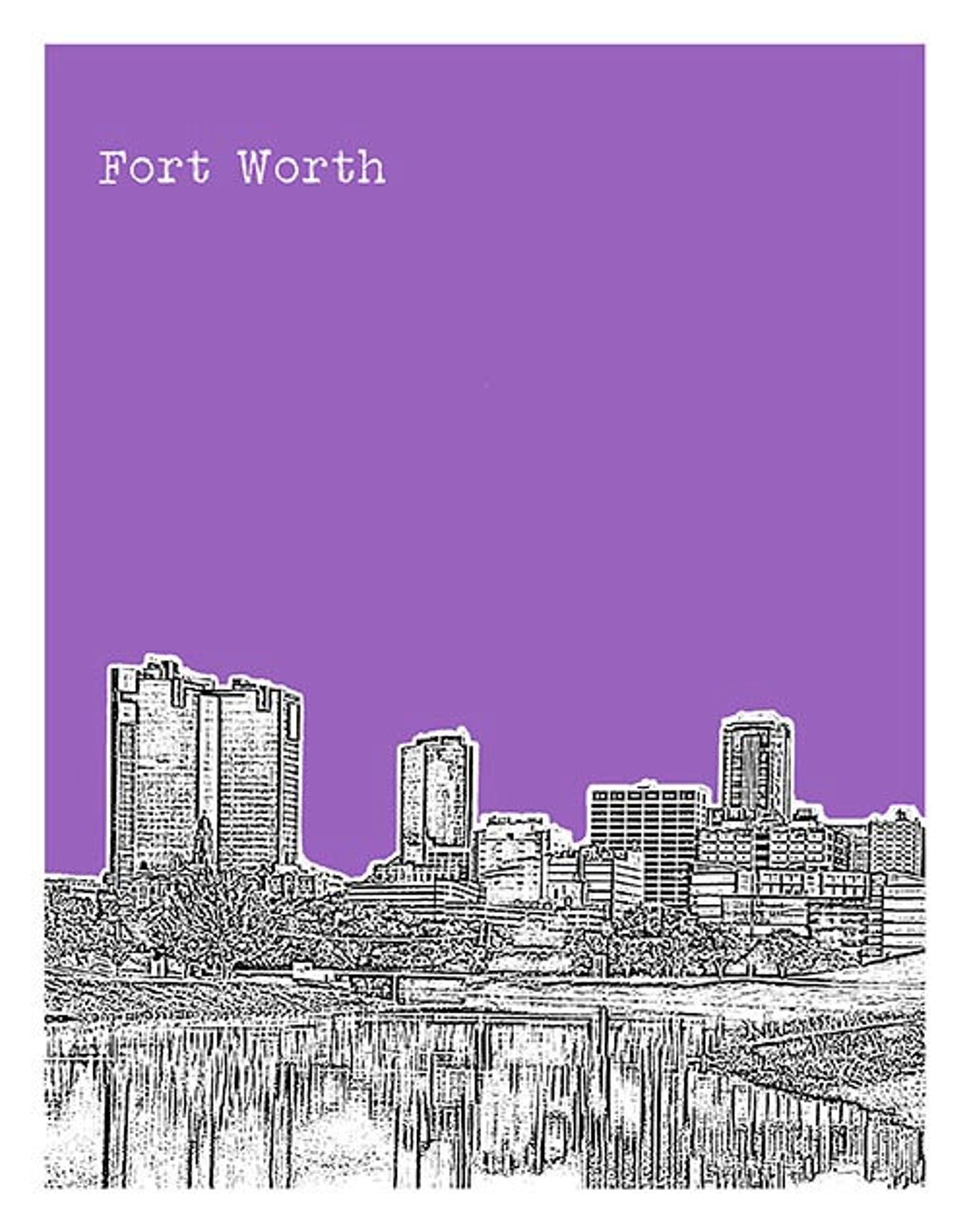 Fort Worth Texas Skyline Poster Art Print Original - Etsy